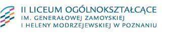 Logo z napisem Drugie Liceum Ogólnokształcące iienia Generałowej Zamoyjskiej i Heleny Modrzejewskiej