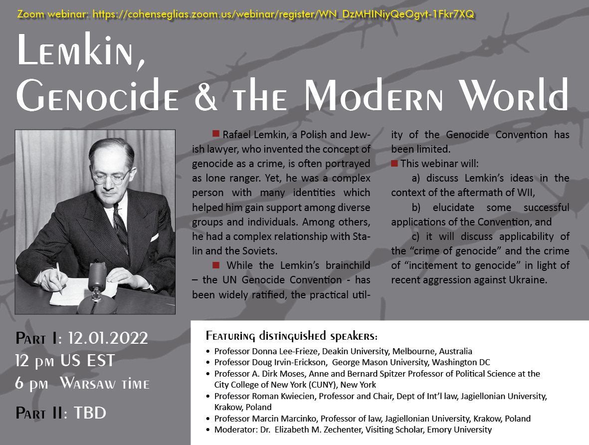 Zaproszenie na webinarium "Lemkin, Genocide, and the Modern World