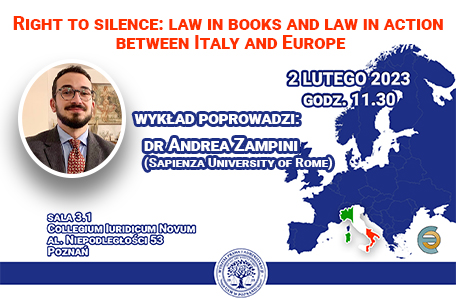 <strong>Wykład otwarty dr. Andrei Zampiniego pt. „Right to silence: law in books and law in action between Italy and Europe”</strong>