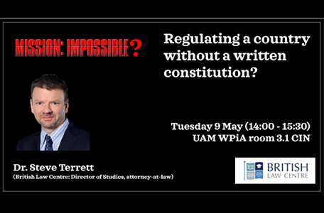 Regulating a country without a written constitution – mission impossible? Wykład otwarty dr. Steve Terretta z British Law Centre