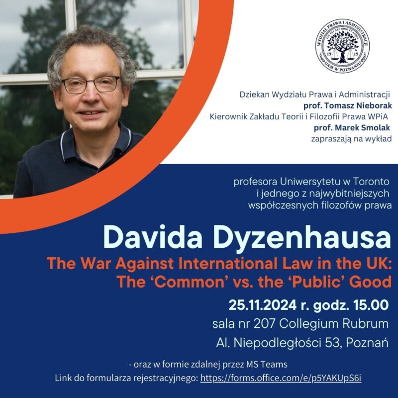 widoczny plakat z prof. Dyzenhausem