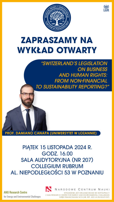 plakat Wykład prof. Damiano Canapy dotyczący raportowania ESG