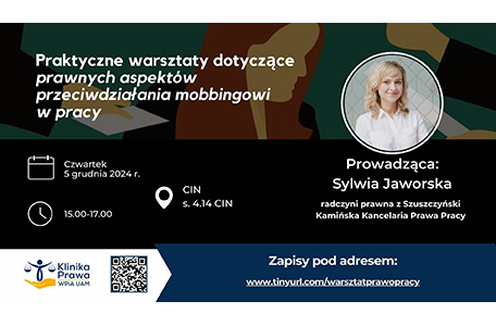 Praktyczne warsztaty dotyczące prawnych aspektów przeciwdziałania mobbingowi w pracy