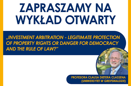 Wykład otwarty Prof. Classena na temat arbitrażu inwestycyjnego, 10 Stycznia 2025 r.