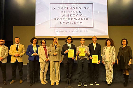 Reprezentanci Wydziału laureatami IX Ogólnopolskiego Konkursu Wiedzy o Postępowaniu Cywilnym